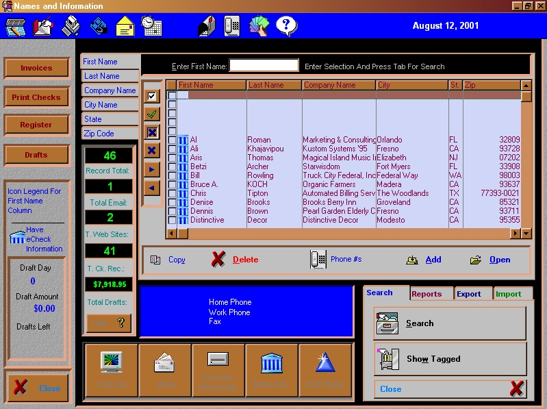 From the Control Panel (screen shot), press the Add Button and fill in the Client Information on the screen. 