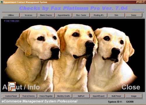1. Start the Checks by Fax Program and press the Control Panel Button. (Screen Shot Checks by Fax Start 