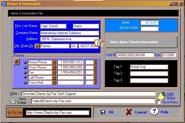 3. Now, press the bar botton on the right (Enter Basic Check Information) . Open Button and fill in the Check Information. Remember to fill in the Pay To, Check Memo and Check Number. If this check is a Monthly Draft, fill in the Draft Day. You may fill in the Draft Amount for a Check or for a Draft as this amount will be filled in automatically on the Check Information Screen. When complete, press OK and return to the Control Panel.